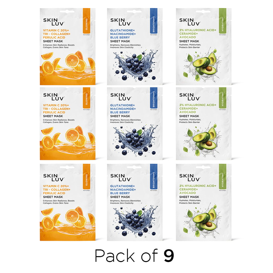 SkinLuv Face Mask Collection(PACK OF 9)